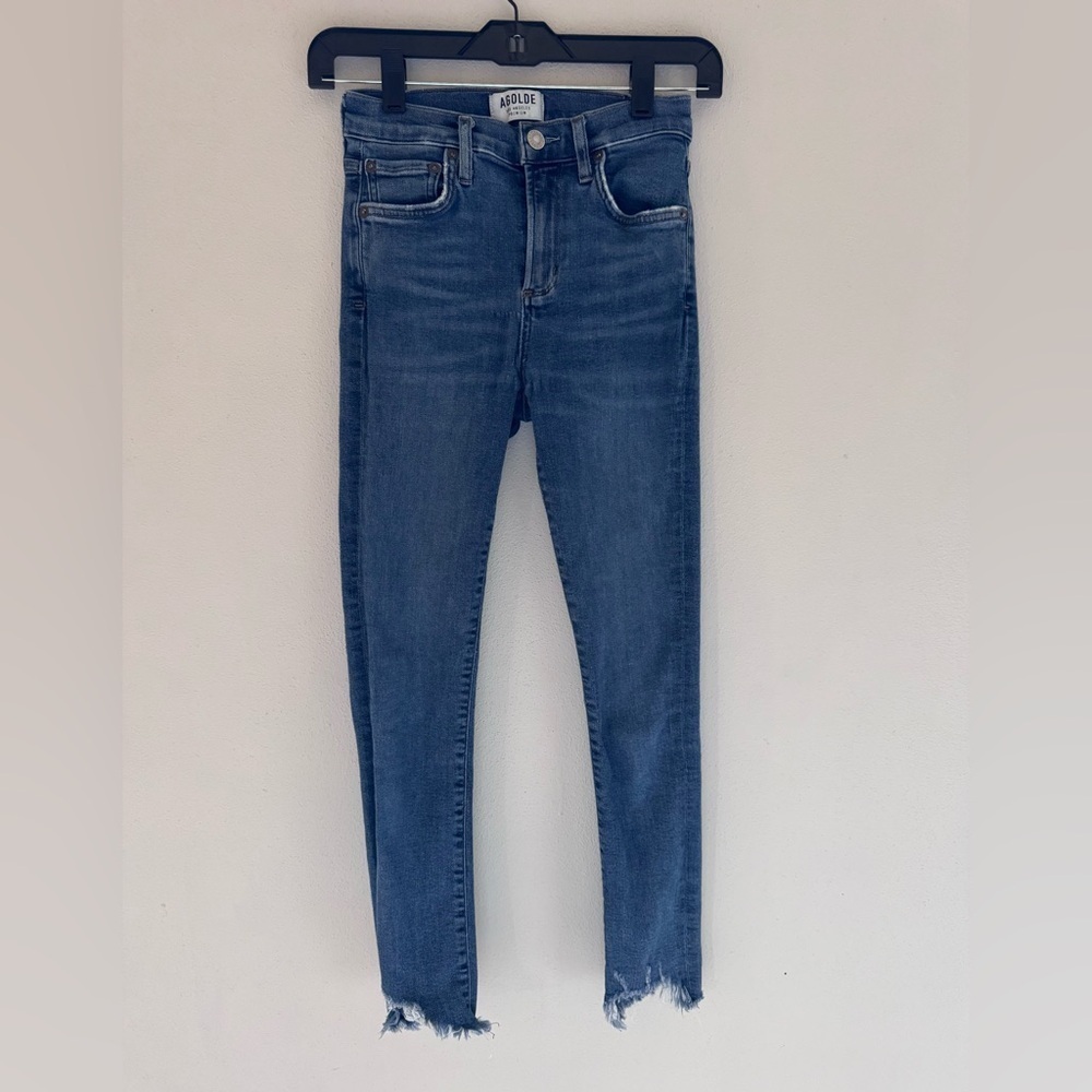 AGOLDE Women's Premium High Rise High Low Raw Hem Size 24
